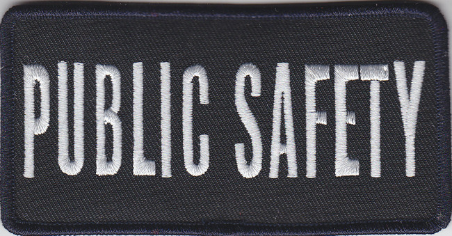PUBLIC SAFETY White Lettering on Midnight Navy Blue Front Panel Patch 2" X 4"
